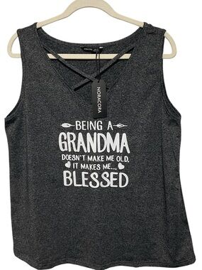 NWT Noracora Grandma Blessed Graphic Tank Top Size Large